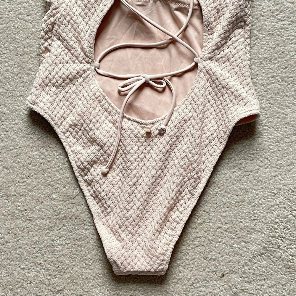 New! Victoria's Secret Swim Scoop Lace-Up Back One Piece Swimsuit 47072